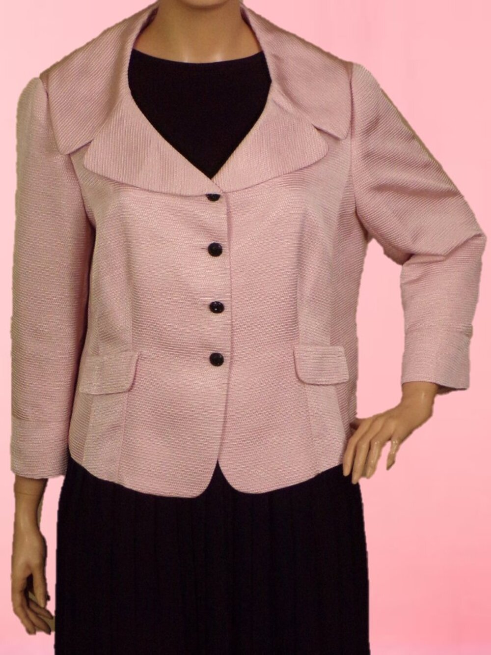 TAHARI ARTHUR S. LEVINE 20W pink satin blazer polyester/cotton dry clean only